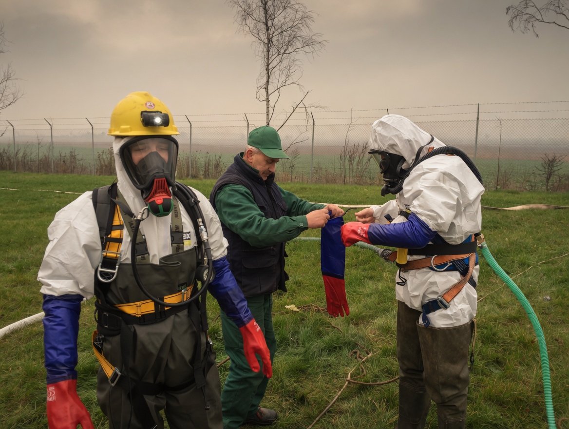 Pogotowie kanalizacyjne Wrocław — ekipa ZIĘBUD Expert w kombinezonach ochronnych